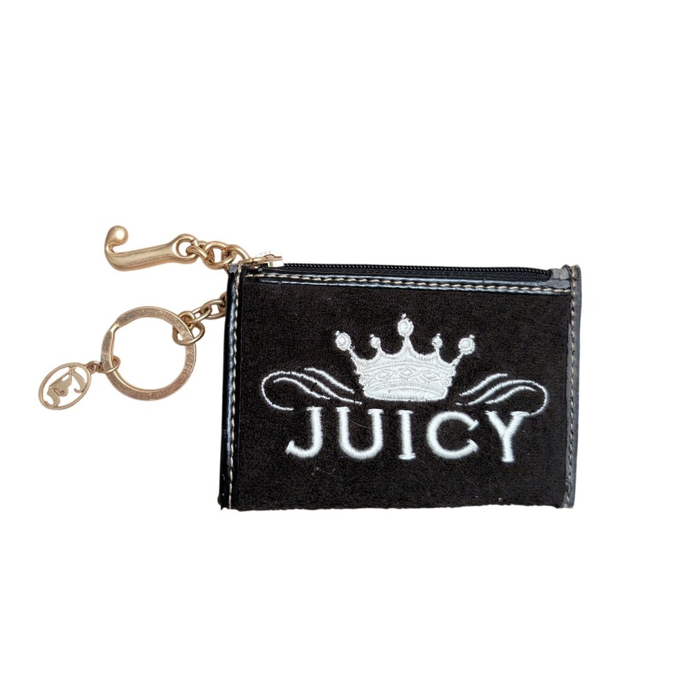 Juicy Couture Velour Coin Purse Wallet Keychain Y2K Glam McBling Crown READ*